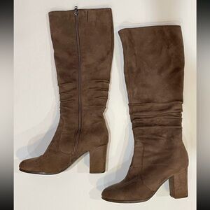 Knee high suede boots